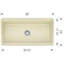 Profina 36" L x 19" W Fireclay Farmhouse Sink with Cutting Board-34379732