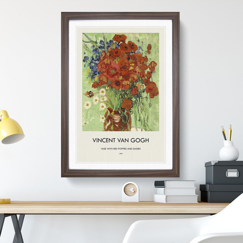 Still Life With Daisys by Vincent Van Gogh - Single Picture Frame Print, 65cm H x 48cm W x 2cm D, Walnut Framed