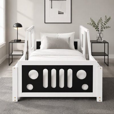 Enchanting Car-Shaped Twin Platform Bed with Wheels, Offering a Magical Sleeping Experience and Endless Imagination