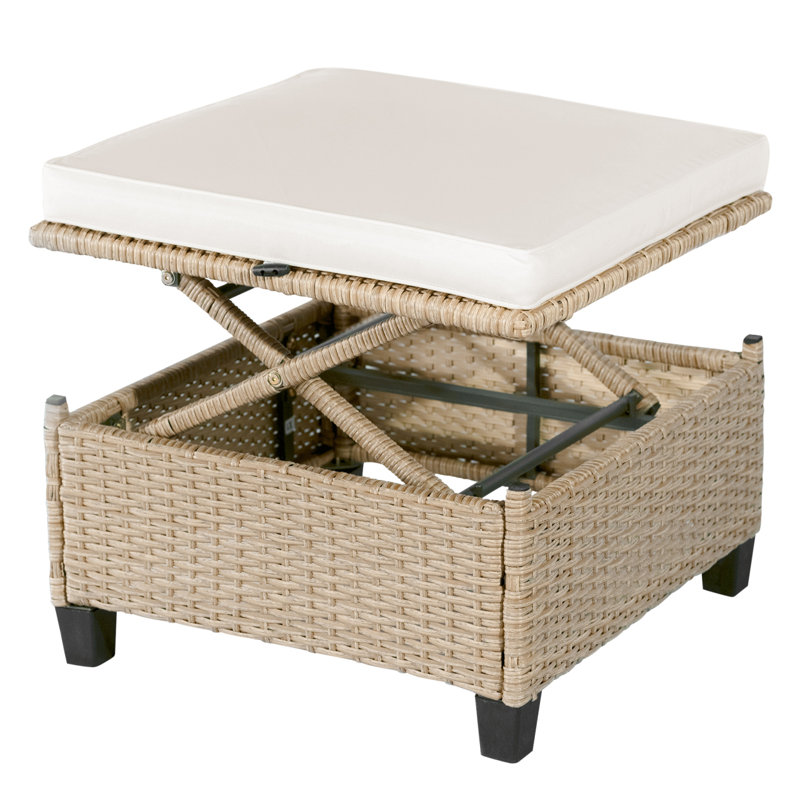 Ensemble de canapé de patio en résine tressée résistant aux rayons UV de 4 pièces avec auvent rétractable, coussins et table élévatrice Topmax