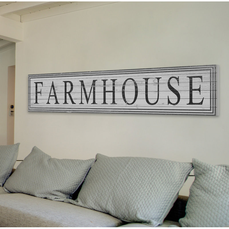 «Farmhouse Is Home» par Marmont Hill, impression d'art textuel sur bois sans cadre