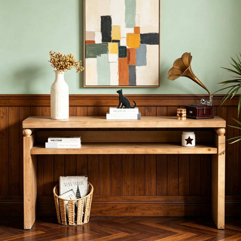 Console polyvalente pour le hall d'entrée, le couloir ou le salon avec rangement ouvert et design rustique moderne