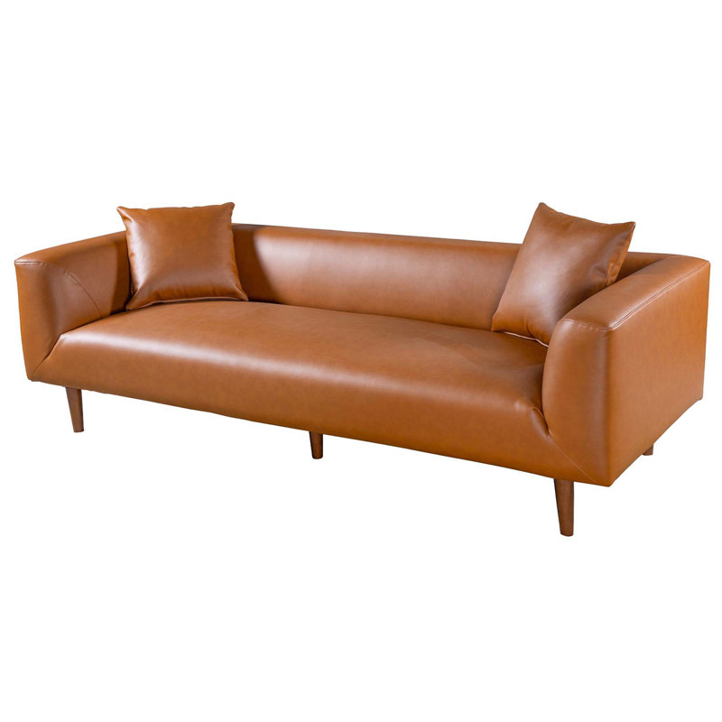 Luxueux canapé en cuir végétalien avec un attrait moderne Mid-Century intemporel