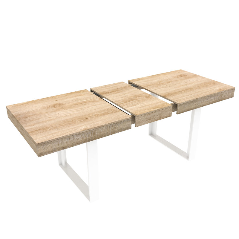 Table de cuisine moderne extensible, avec une finition grattée et une table de conception simple pour les grandes salles à manger, style de surface