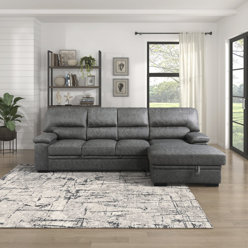 Canapé modulaire Webster de 114 po avec lit escamotable Webster, Accoudoir à droite (vu de face)