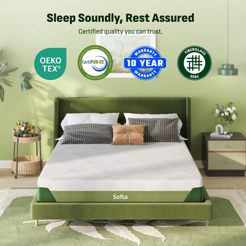 Cooling Gel Memory Foam Mattress with Bamboo Cover – Fiberglass-Free, Medium Firm, CertiPUR-US Certified, Queen