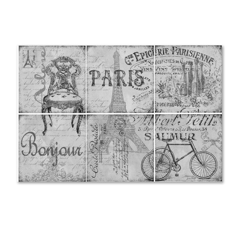 « parisienne 5 », art textuel sur toile tendue, H 22 po x l 32 po