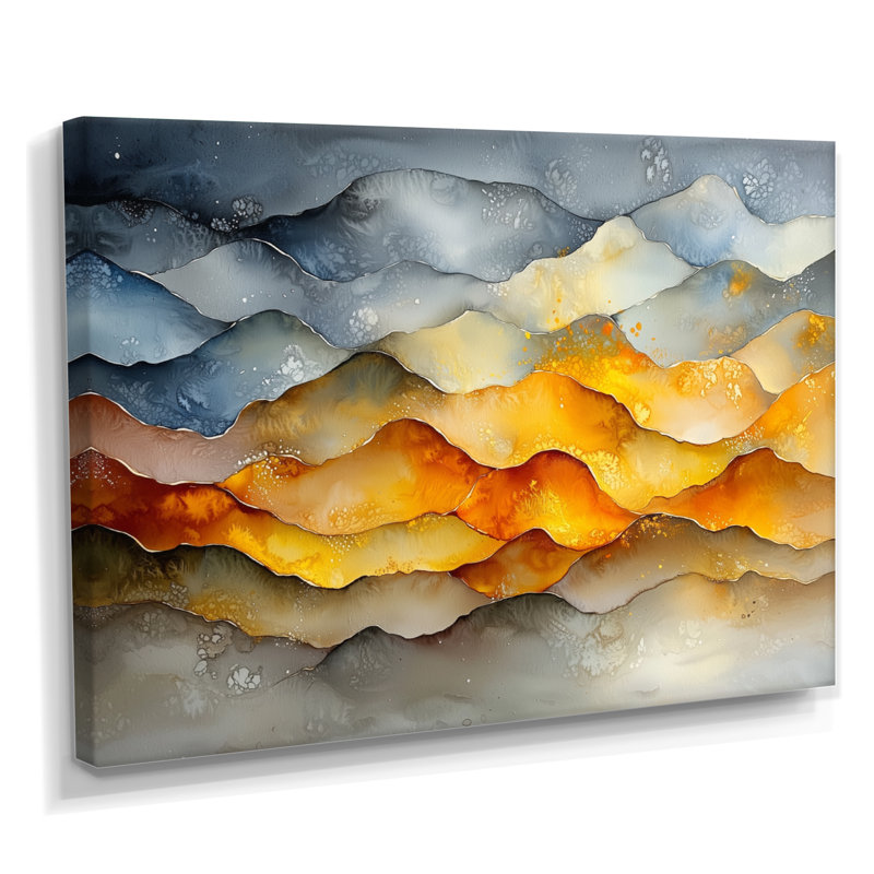 «Structured Waves Chaos In Motion I», art mural géométrique abstrait, H 12 po x l 20 po, Toile tendue, Ne s’applique pas