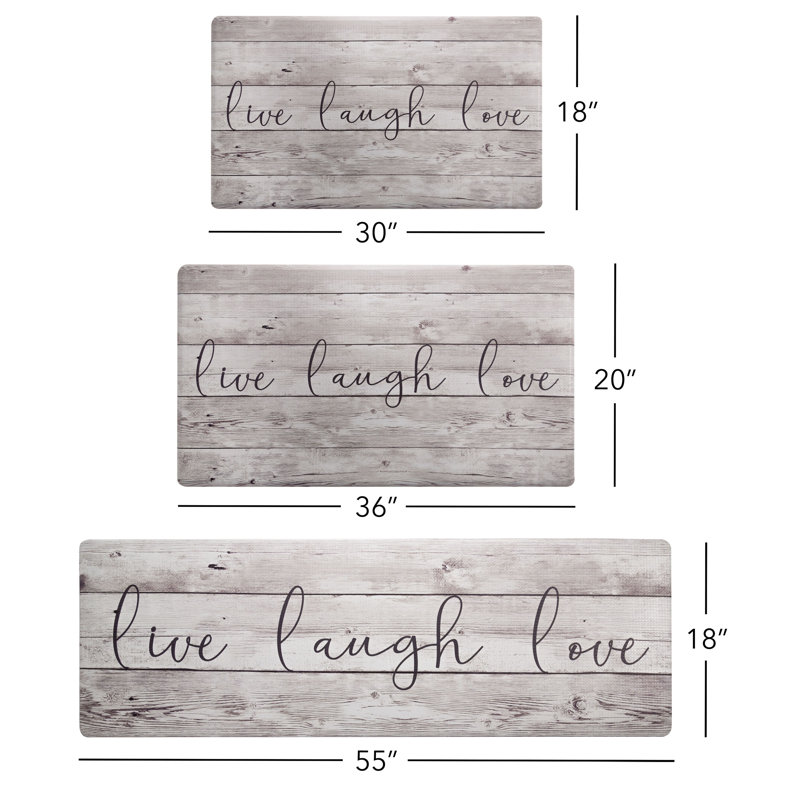 Tapis anti-fatigue Cozy Living Live Laugh Love, Tapis de couloir 1 pi 5,5 po x 4 pi 7 po