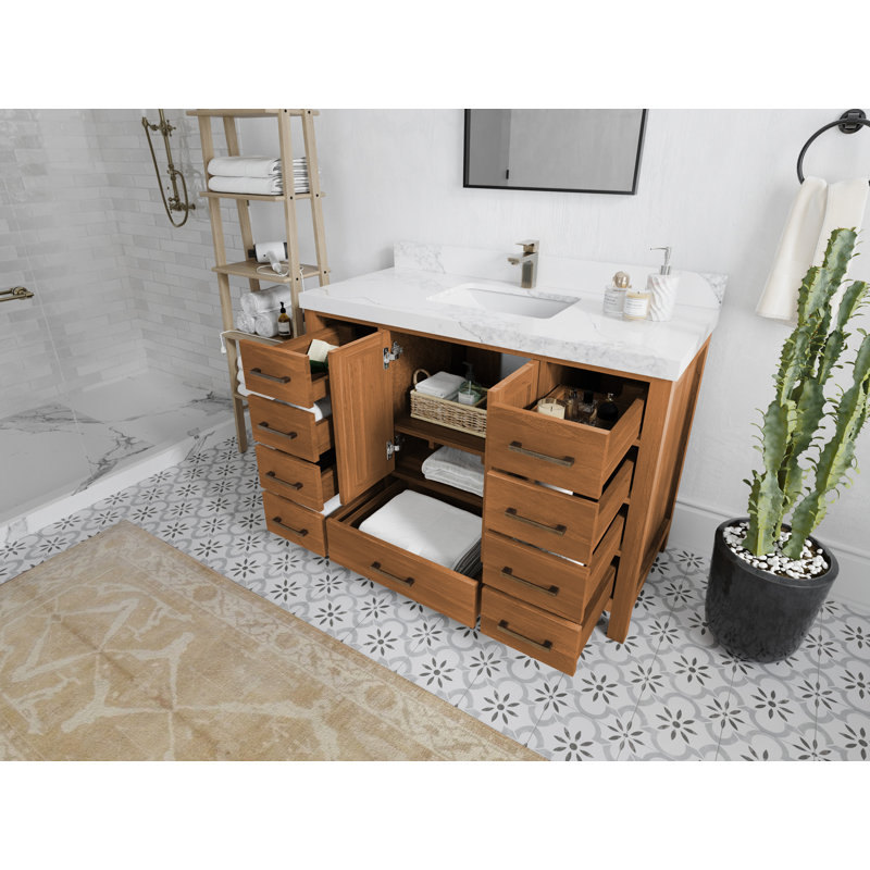 Ensemble de meuble-lavabo simple 48 po Malibu, Marbre de Carrare