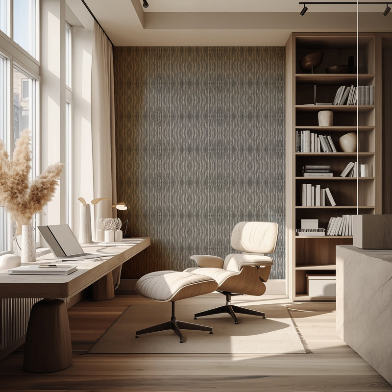 Abra Feather 10' L x 24" W Wallpaper Roll, Non-pasted, Faux Grasscloth