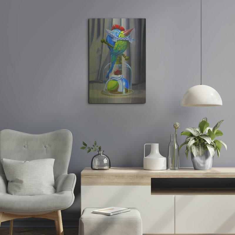 «The Kiss Of Parakeets» par Valery Vecu Quitard, H 24 po x l 16 po