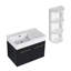 Meuble-lavabo mural 30 po avec lavabo et rangement intégrés, finition châtaignier noir