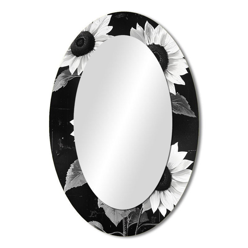 Miroir mural Midnight Sunflowers Beauty - Blanc, 36 po x 24 po