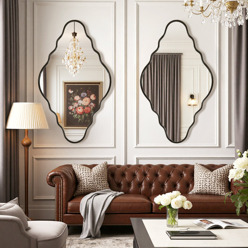 Miroir mural irrégulier, Noir, 39 po x 24 po