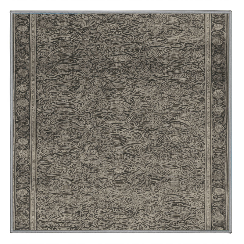 Machine Washable Persian Gray Area Rug, Square 7' x 7'