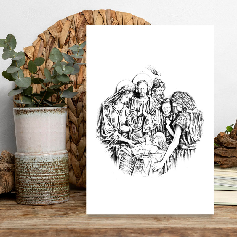Holy Family Christmas Abstract Contemporary Landscape Nature Wall Art Print 1 Piece Wrapped Canvas Wall Art