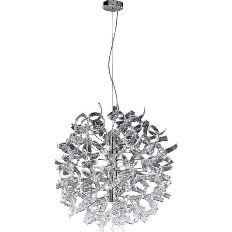 Astro 9 - Light Chrome Unique/Statement Pendant, Crystal