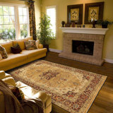 Clignancourt Oriental Hand-Knotted Wool Gold Area Rug