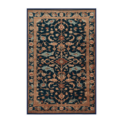 Tapis bleu persan lavable à la machine