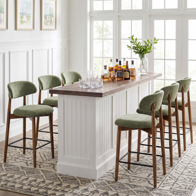 Upholstered Solid Wood Barstool Chair