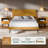 Rhombus Solid Rubber Wood Queen Platform Bed Frame with Geometric Headboard & Tapered Legs – Teak Brown-1219603616-1219603618