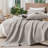 MooMee Lightweight Quilt Set 100% Washed Cotton Linen-Like Stripe Stitch Breathable All-season -114492295-114492298