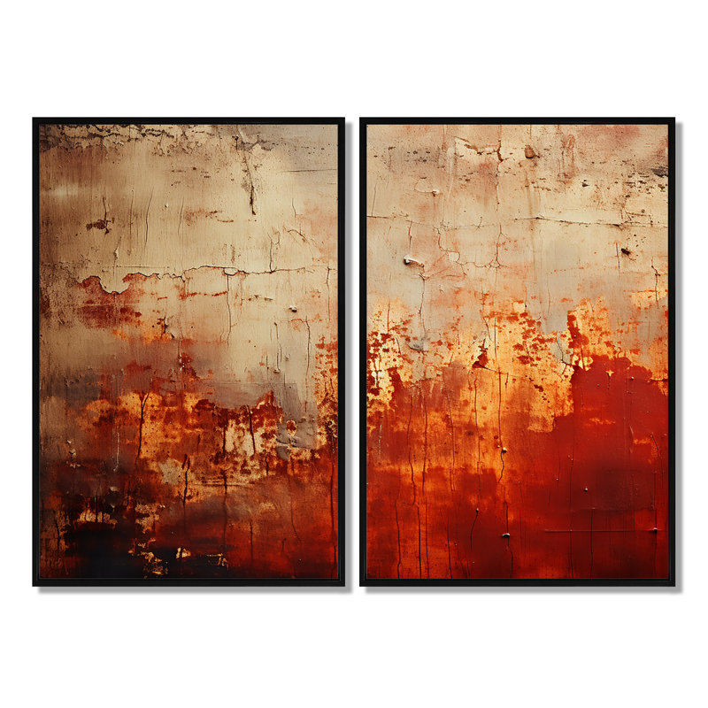 Orange Chaos Collage III - art mural orange sur toile, Black, 36" H x 48" W, Impression encadrée flottante