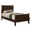 Ensemble de chambre à coucher Henri Charles Cappuccino pour lit simple, comprenant un lit traîneau, une commode et une table de chevet.