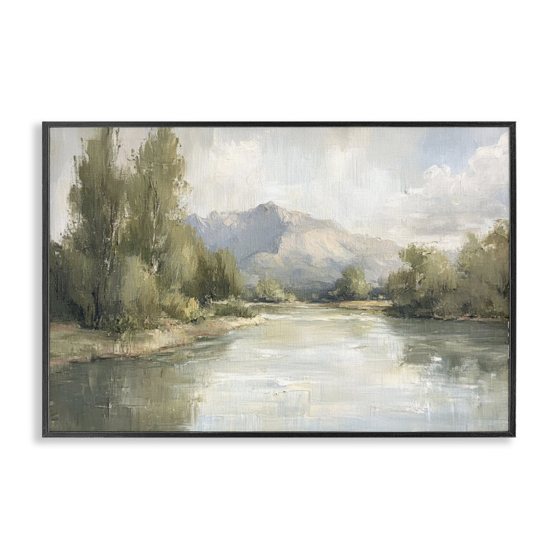 «Where The River Goes», estampe numérique, design par Petal Prints Design, H 12 po x l 18 po, Giclée encadrée noir minuit