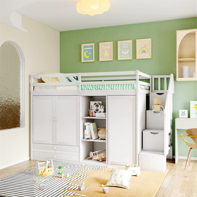 Gaspare Kids Twin Bunk Bed with Drawers
