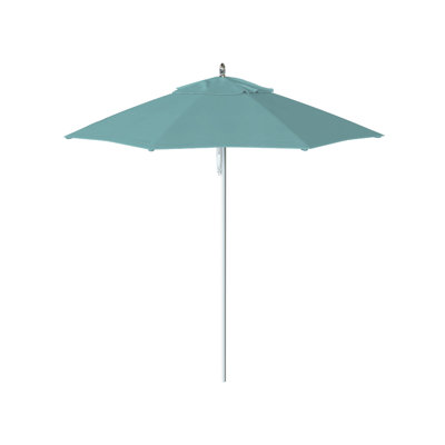 7.5 Foot Gray Woodgrain Aluminum Market Patio Umbrella Fiberglass Ribs Double Pulley Lift  In Tangerinesunbrella