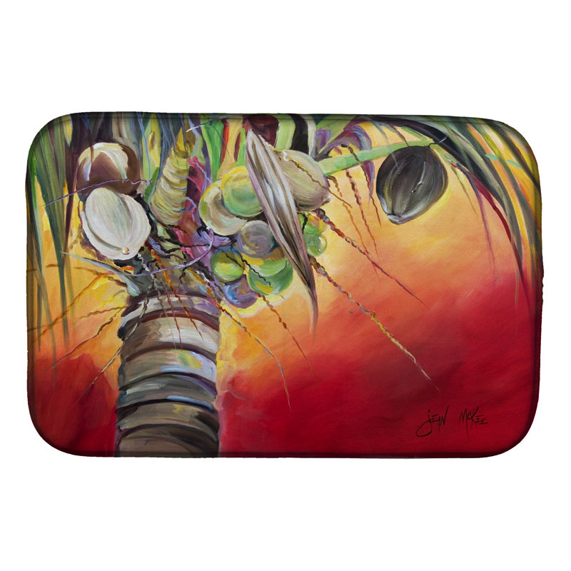 Tapis de séchage coucher de soleil sur le sapin de coco
