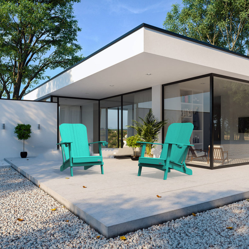 Chaise Adirondack d'extérieur Breianna, Turquoise