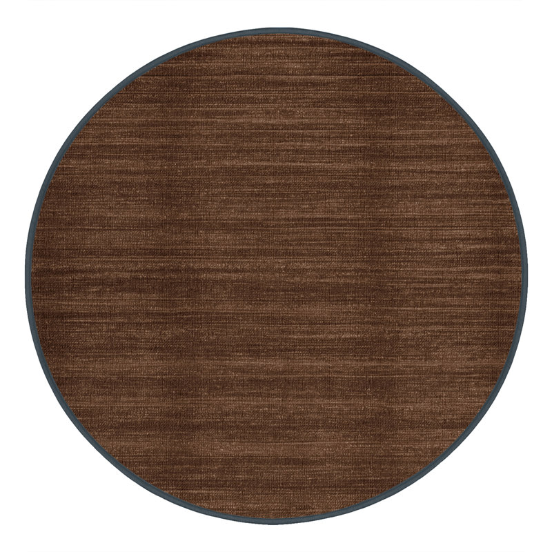 Machine Washable Solid Brown Area Rug, Round 5'