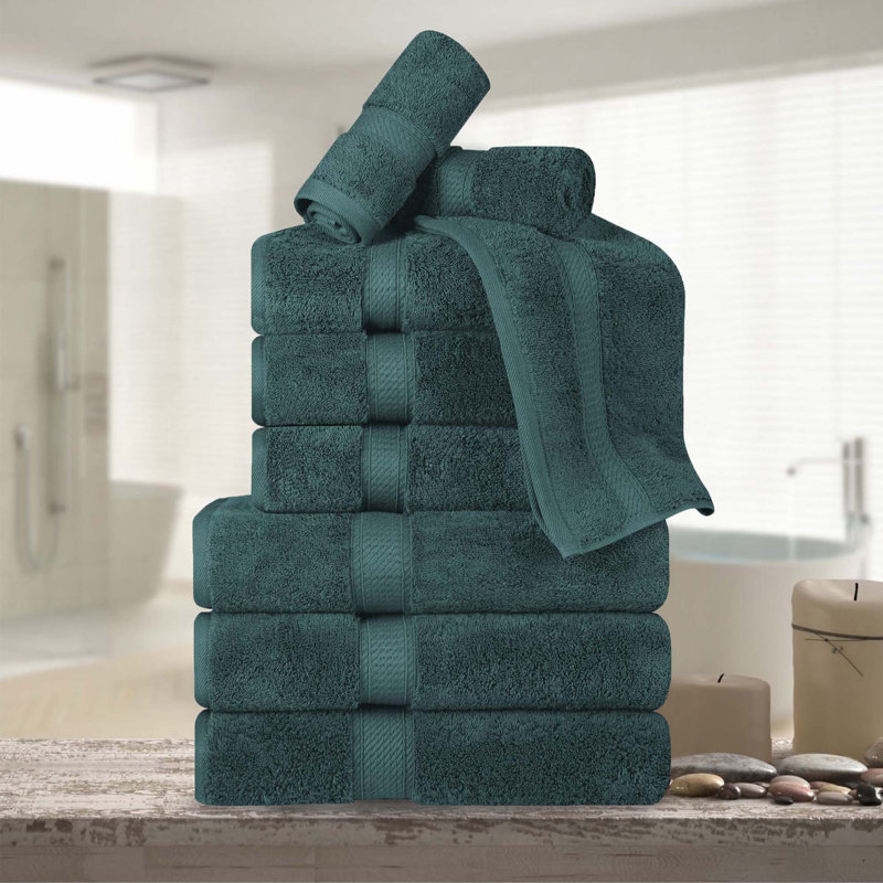 Scotia Egyptian Cotton Bath Towel Set, Teal, 9Pc Towel Set  (3Bath, 3Hand, 3Face)