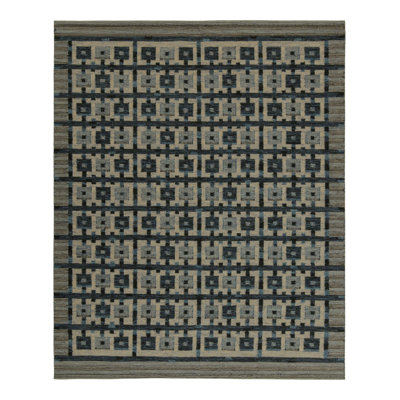 Scandinavian Hand Knotted Wool Geometric Area Rug