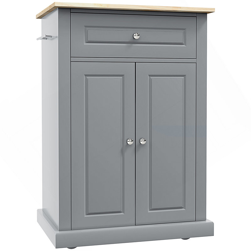 Rolling Kitchen Island Cart, Portable Serving Trolley Table With Drawer, Adjustable Shelf And 2 Towel Racks