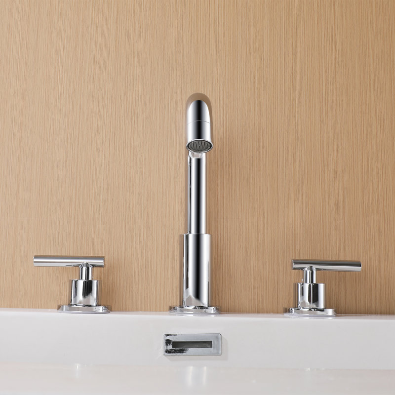 5.19" Modern Widespread Bathroom Sink Faucet 3 Hole, 2-Handle Bathroom Faucet, Chrome