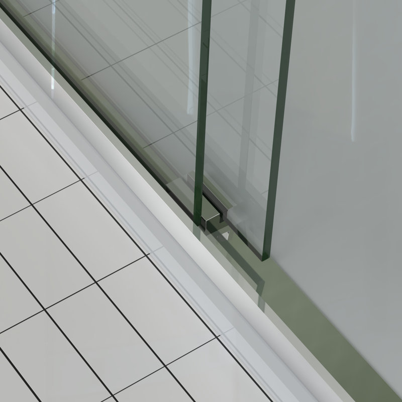 56 - 60" Adjustable Width Finished Sliding Glass Shower Enclosure With 8Mm & Tempered Glass, Double Handle Design, Safe And Worry Environment Hardware Door 5/16" (8Mm) Clear Mute Rollers, Chamfer