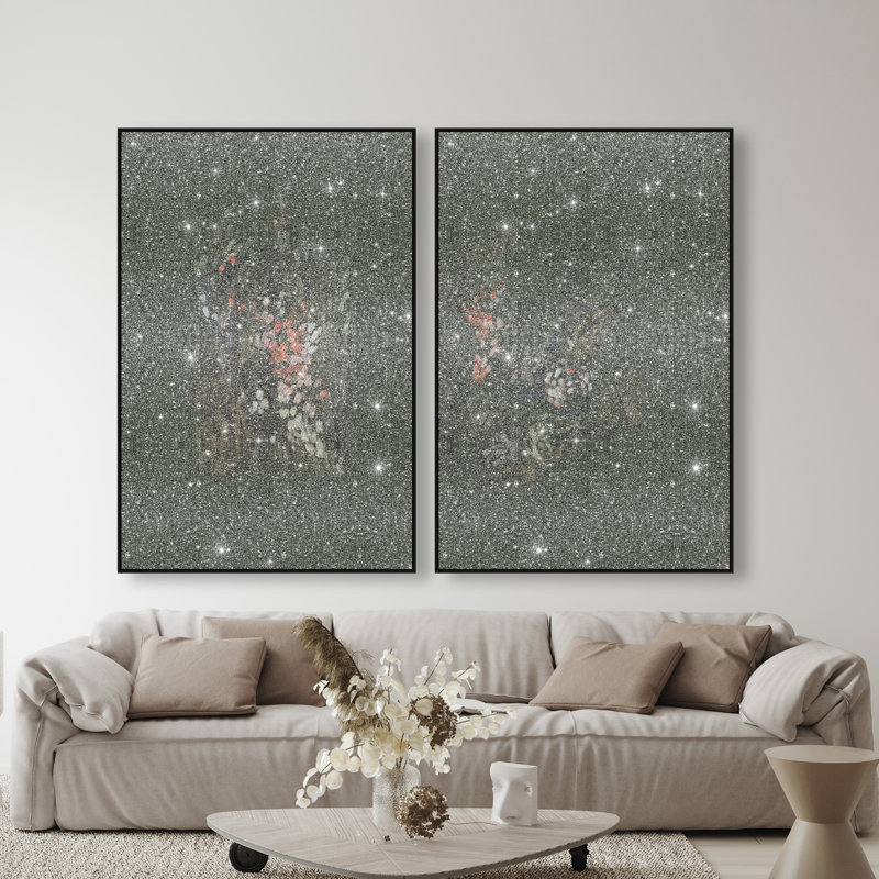 Dancing Petals Set Set by Oliver Gal, 37"H x 55"W, Black Floater Frame