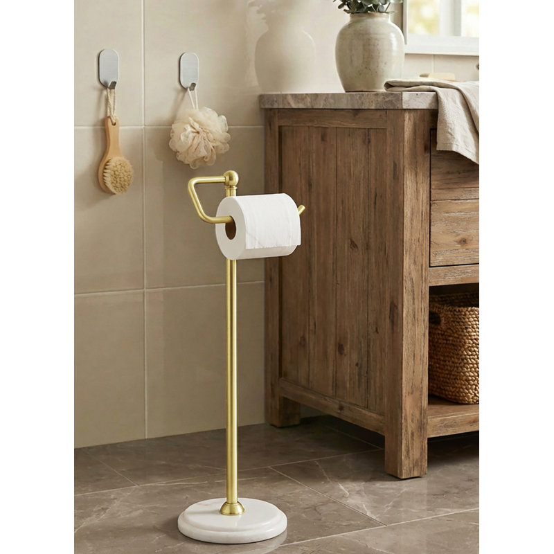 Porte-papier hygiénique anti-vacillement H 26 po avec base lestée KES, Or brossé