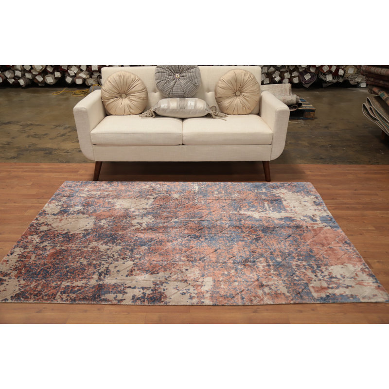 Rustic Charm: Distressed Look Pattern Abstract Rug 5x7