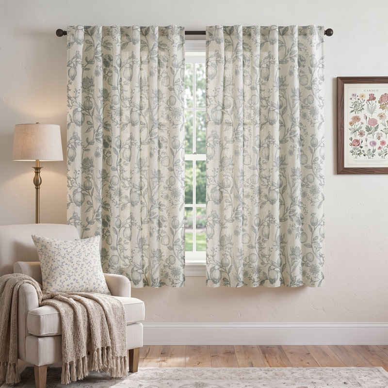Paire de rideaux obscurcissant en lin Nathnael, L 50 po x L 63 po, Gris