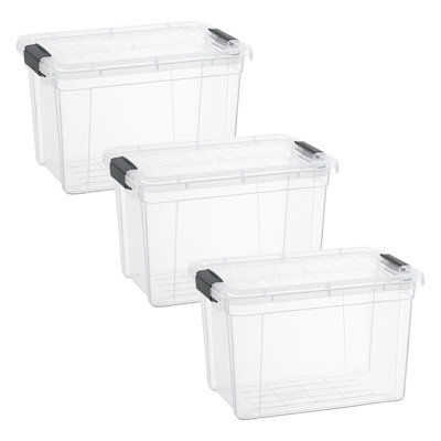 Superio 14.7 Qt. Clear Storage Bins with Lids, 3 Pack - Plastic Storage Boxes for Home 