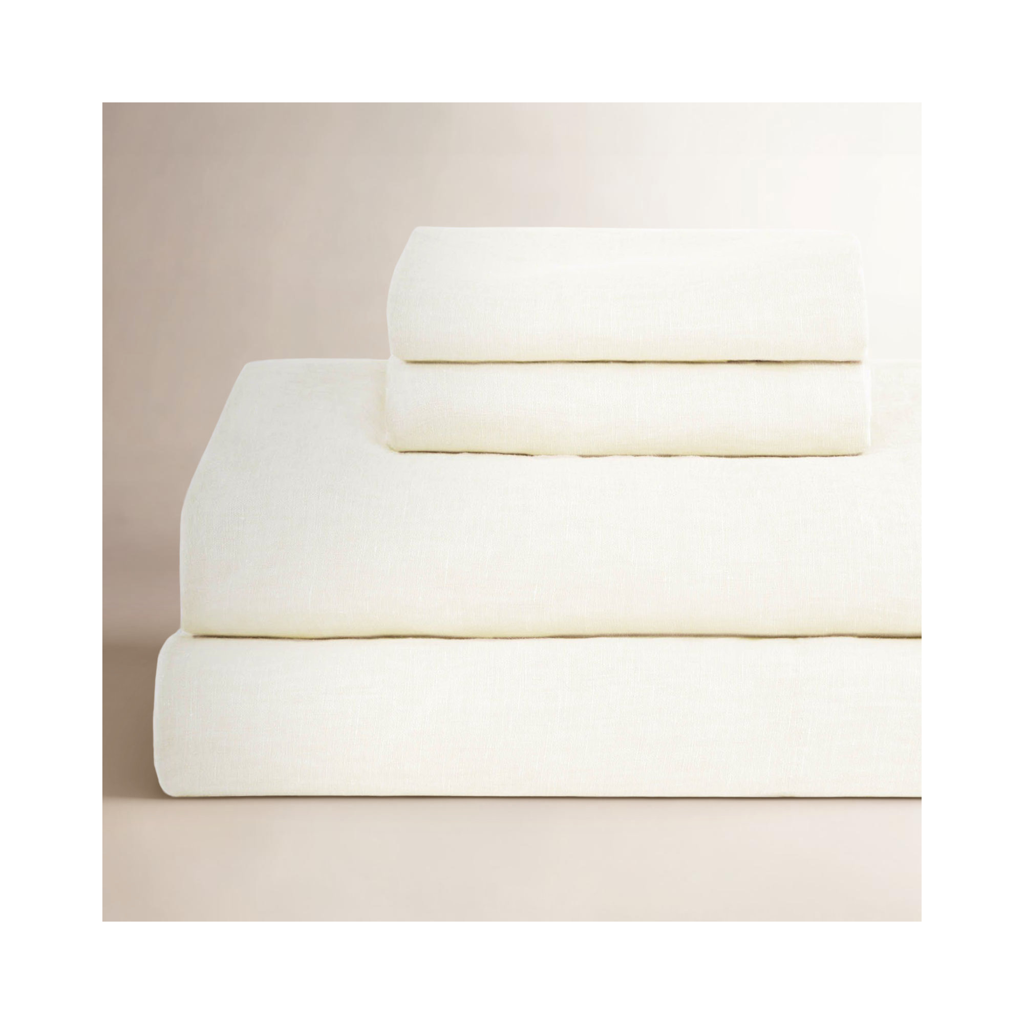 100% French Linen Sheet Set, Cream, Full Sheet Set with 2 Pillowcases