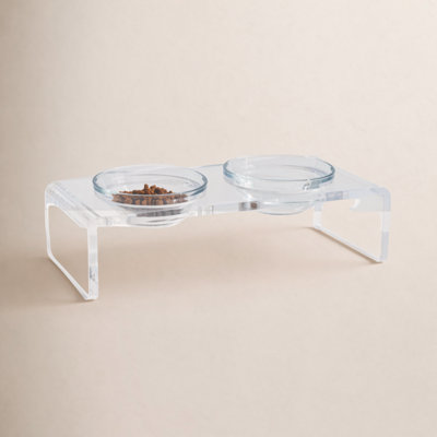Glass Bowl Clear Elevated Feeder