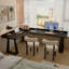 Bureau en bois massif noir en forme de L + fer-538557675-538557678