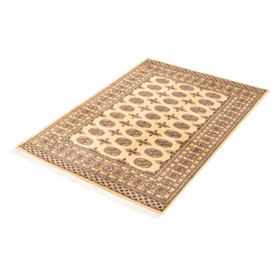 Tapis unique en laine noué à la main Peshawar Bokhara 4 pi 9 po x 6 pi 8 po beige