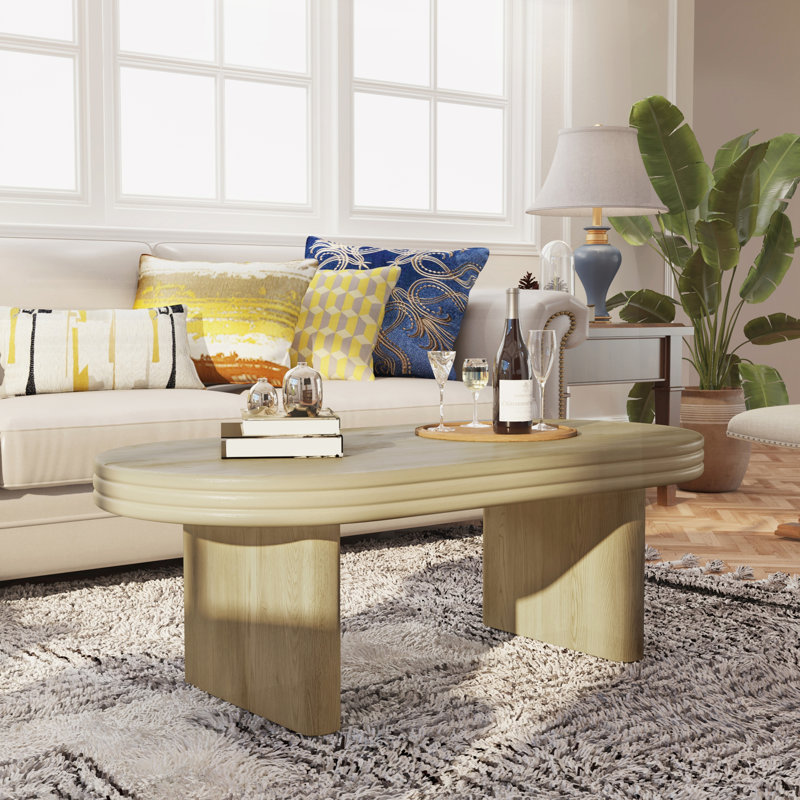 Table basse ovale moderne Mid Century, Naturel